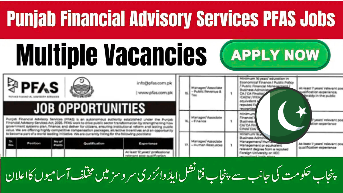 Punjab Financial Advisory Services PFAS Jobs 2025